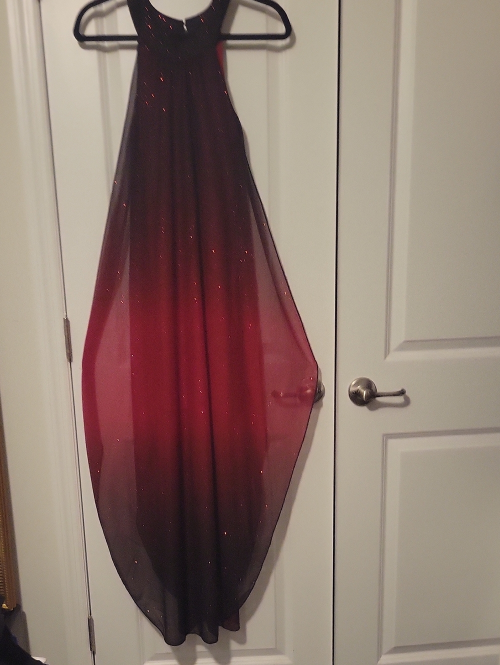 VENUS Red to Black Ombre Asymmetrical Evening Dress